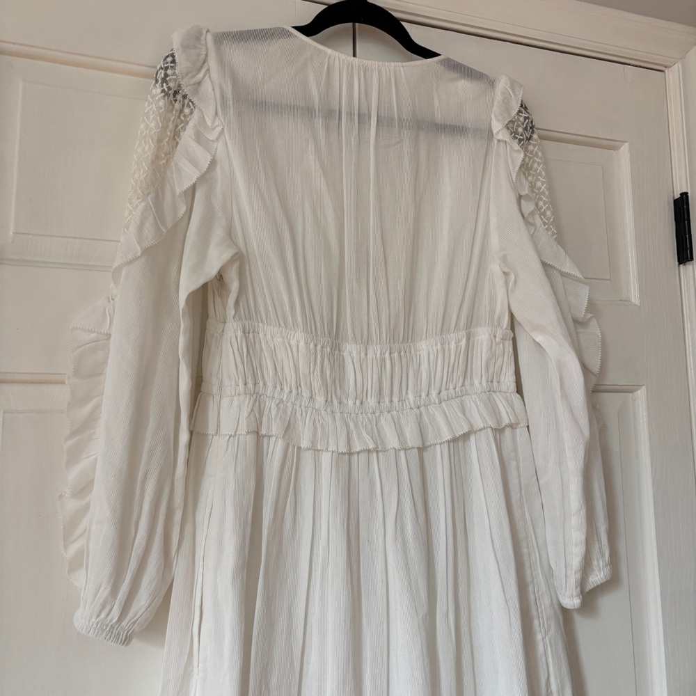 Ulla Johnson Sheila Dress White Lace Sleeve Embroider Midi Revolve Size 8 Medium - Picture 10 of 16